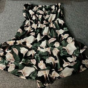 Express Strapless Tiered Floral Romper